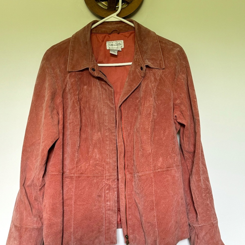 Live a Little Women's Pale Pink Leather Jacket Size XL